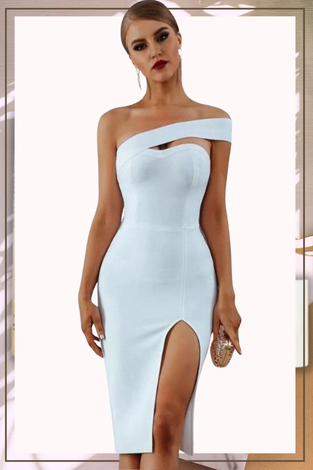 Delicate Diva High Slit Off Shoulder Bodycon