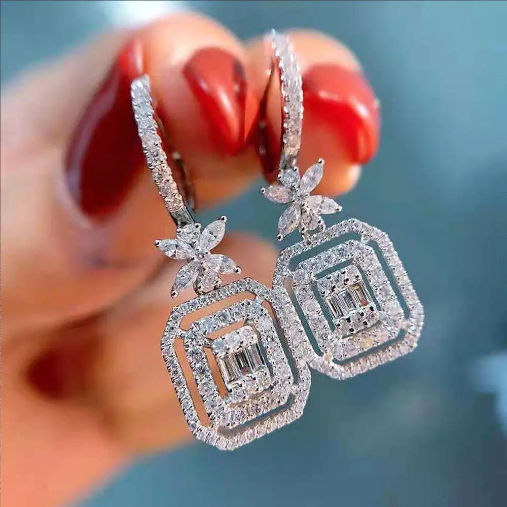 Women's Fashion Full Of Diamonds Micro-set Zirconia Bow Earrings