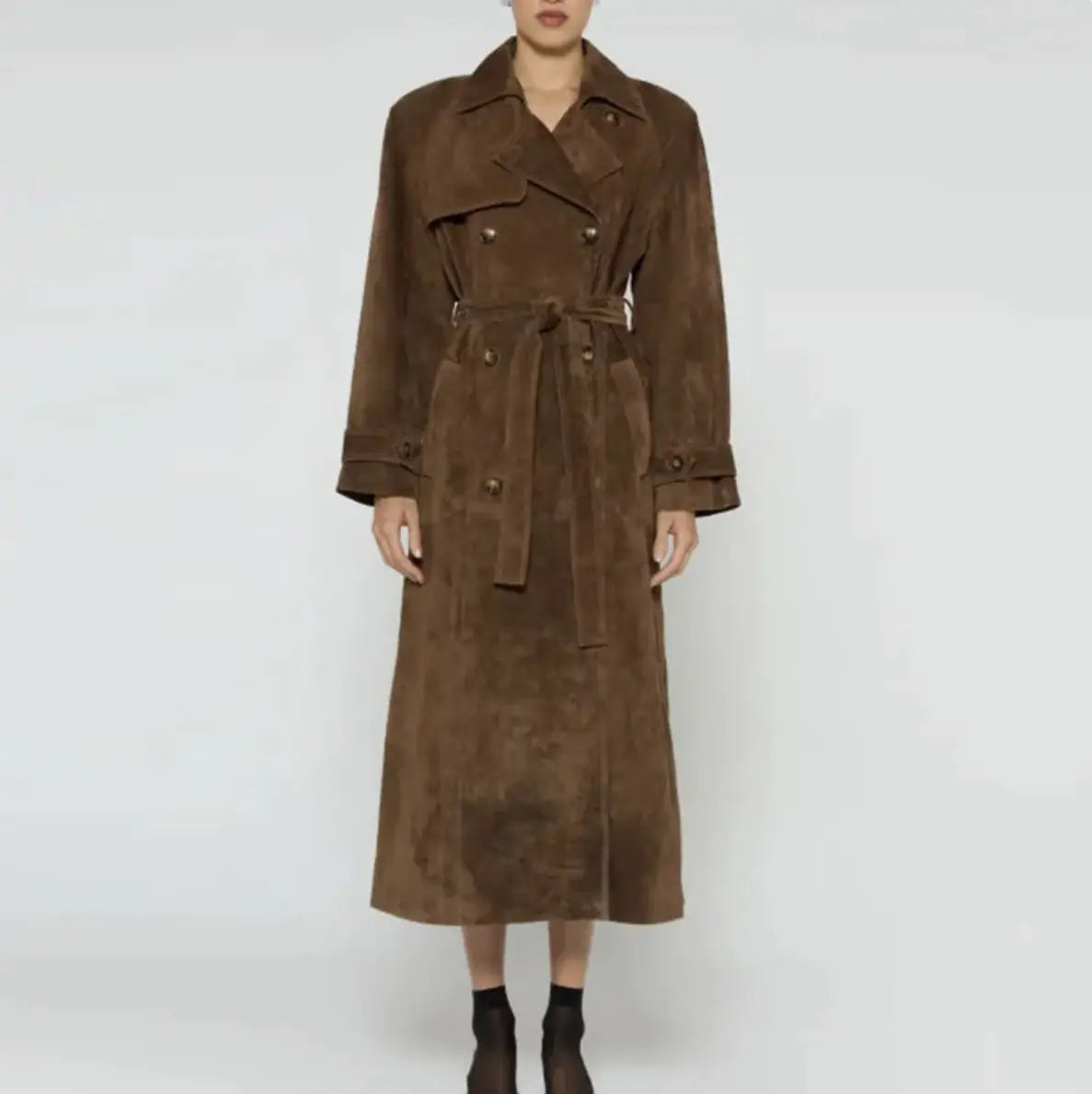 Women's Fall Winter Coat Fashion Polo Collar Double-breasted Extended Trench Coat