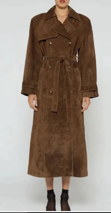 Women's Fall Winter Coat Fashion Polo Collar Double-breasted Extended Trench Coat